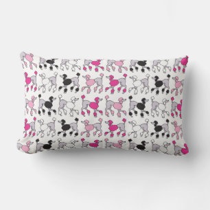 HOT PINK and BLACK POODLES Throw Pillow