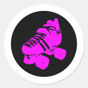 Hot Pink and Black Roller Skate Design Apparel Classic Round Sticker