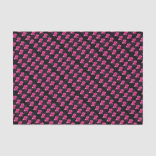 Hot Pink And Black Rose Pattern, Tissue Paper