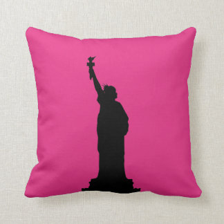 Hot Pink and Black Statue of Liberty Pillow