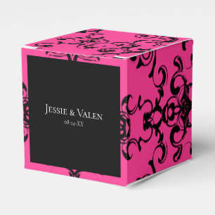 Hot Pink and Black Swirl Gothic Wedding Favour Box