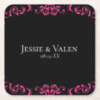 Hot Pink and Black Swirl Gothic Wedding