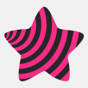 Hot Pink and Black Swirly Stipes Star Sticker