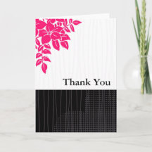 Hot Pink and Black Thank You Cards