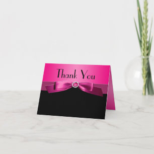Hot Pink and Black Thank You Note Card