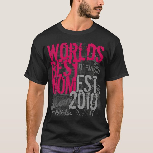 Hot Pink and Black Worlds Best Mum T-Shirt (Front)