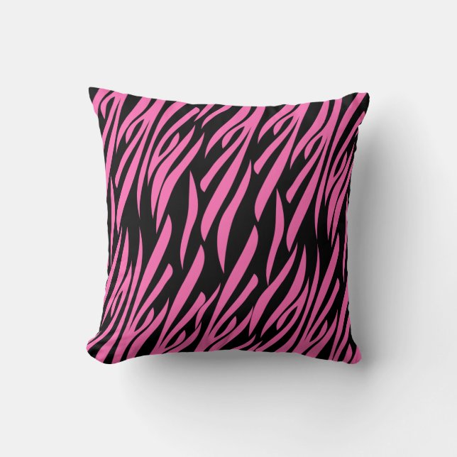 Hot Pink and Black Zebra Print Cushion (Front)