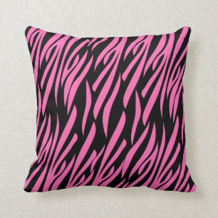 Hot Pink and Black Zebra Print Cushion
