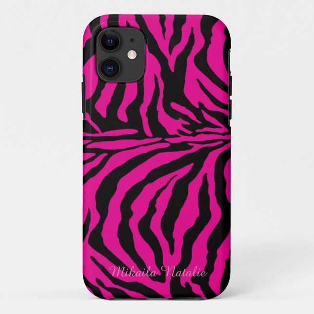 Hot Pink and Black Zebra Print Phone Case (Back)