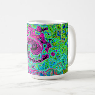 Hot Pink and Blue Groovy Abstract Retro Swirl Coffee Mug