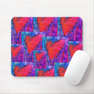 Hot Pink and Blue Multiple Hearts mouse pad