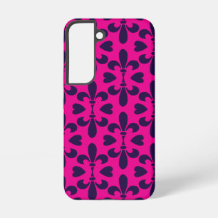 Hot Pink and Blue Vintage Lily Pattern Samsung Galaxy Case