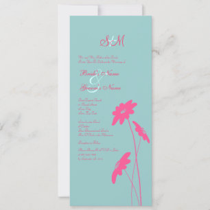 Hot Pink and Blue Wildflowers Wedding Invitation
