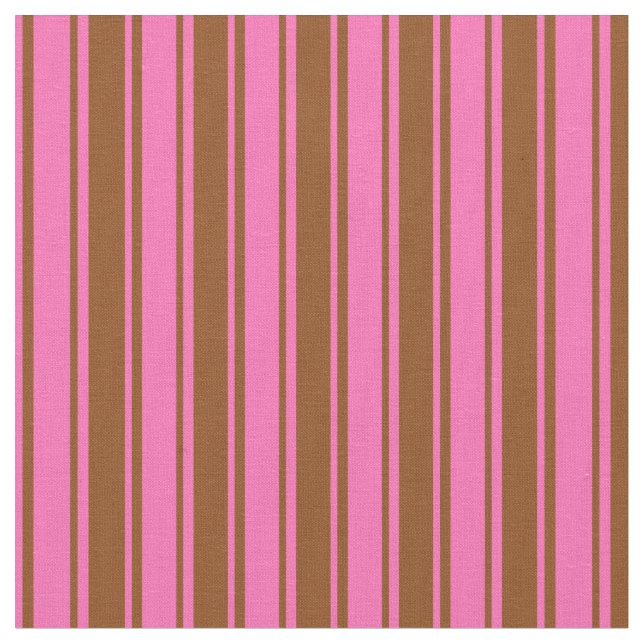 Hot Pink and Brown Lines Pattern Fabric (Close Up)