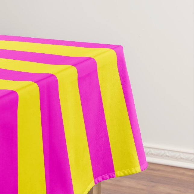 Hot Pink And Canary Yellow Stripes Tablecloth (In Situ)
