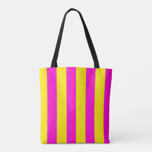 Hot Pink And Canary Yellow Stripes Tote Bag