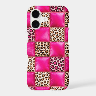 Hot Pink and Cheetah Print Patchwork Phone Case