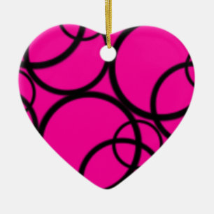 Hot Pink and circles Ceramic Ornament