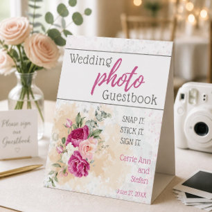 Hot Pink and Colour Splash Wedding Guest Book Sign