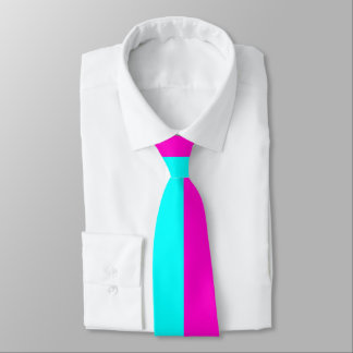 Hot Pink And Cyan Blue Green Turquoise Stripes Tie