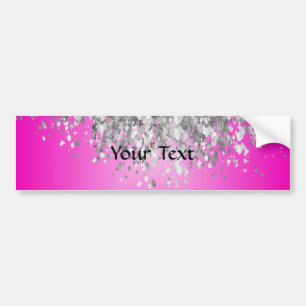 Hot pink and faux glitter bumper sticker