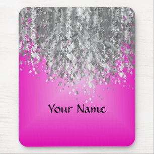 Hot pink and faux glitter mouse pad