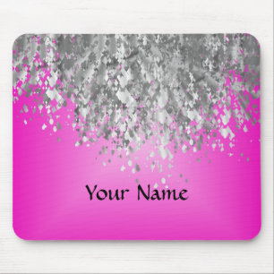 Hot pink and faux glitter mouse pad