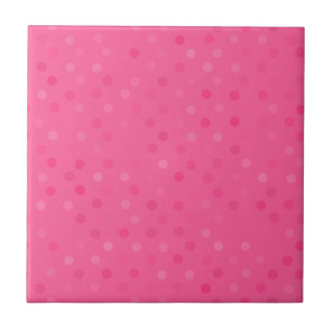 hot pink and french rose pink polka dots ceramic tile
