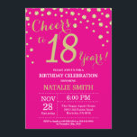 Hot Pink and Gold 18th Birthday Diamond Invitation<br><div class="desc">18th Birthday Invitation with Hot Pink and Gold Glitter Diamond Background. Gold Confetti. Adult Birthday. Male Men or Women Birthday. For further customisation,  please click the "Customise it" button and use our design tool to modify this template.</div>