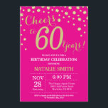 Hot Pink and Gold 60th Birthday Diamond Invitation<br><div class="desc">60th Birthday Invitation with Hot Pink and Gold Glitter Diamond Background. Gold Confetti. Adult Birthday. Male Men or Women Birthday. For further customisation,  please click the "Customise it" button and use our design tool to modify this template.</div>