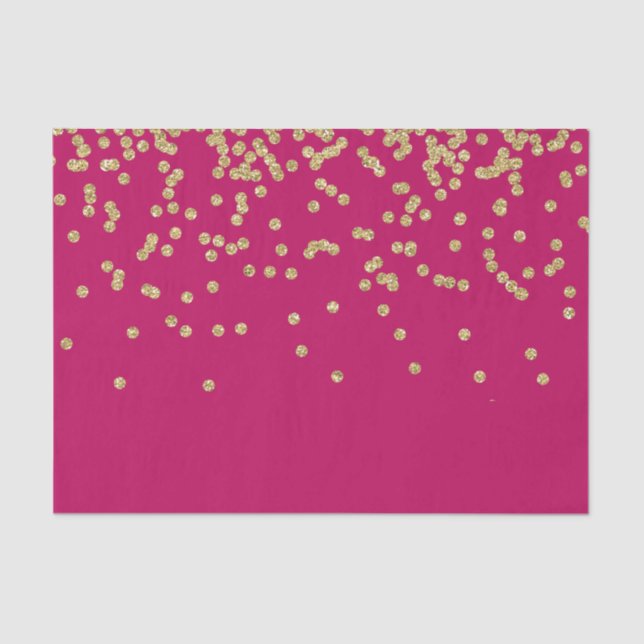 Hot Pink and Gold Confetti Tissue Paper (Front)