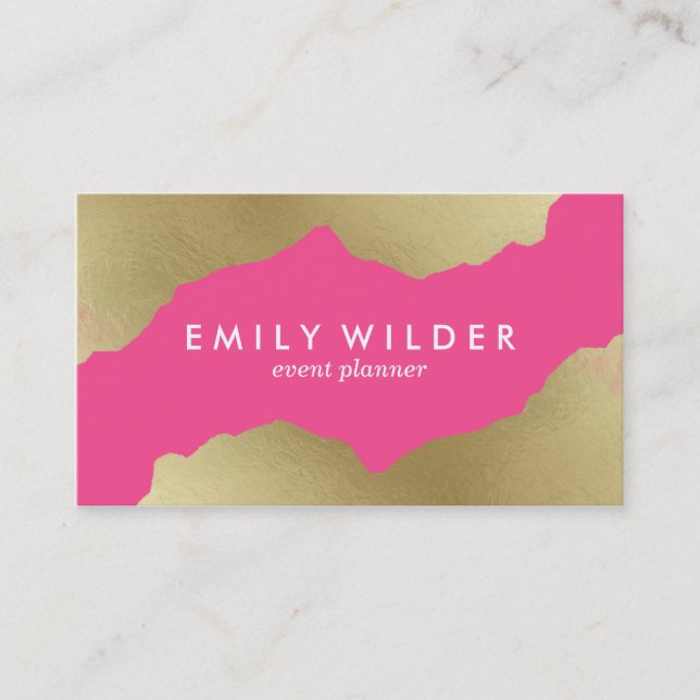 Hot Pink and Gold Dipped | Business Card (Front)