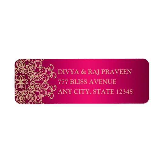HOT PINK AND GOLD INDIAN INSPIRED ADDRESS LABELS