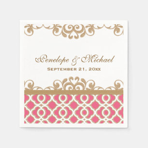 Hot Pink and Gold Moroccan Wedding Napkin