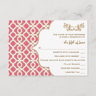 Hot Pink and Gold Moroccan Wedding Response Cards