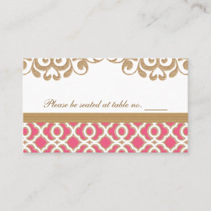 Hot Pink and Gold Moroccan Wedding Table Place Place Card