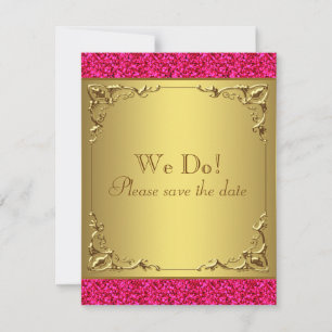 Hot Pink and Gold Save the Date