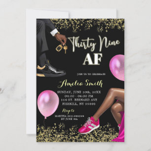Hot Pink and Gold Sneaker Ball 39 Birthday Invitation