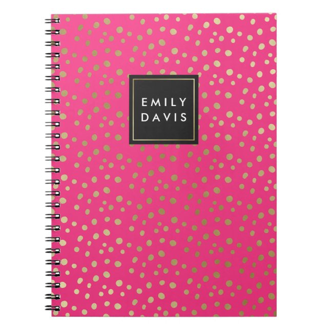 Hot Pink and Gold Spots | Notebook (Front)