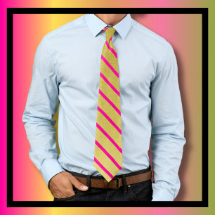 Hot Pink and Gold Stripe Tie