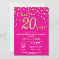 Hot Pink and Gold Surprise 20th Birthday Diamond