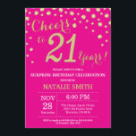 Hot Pink and Gold Surprise 21st Birthday Diamond Invitation<br><div class="desc">Surprise 21st Birthday Invitation with Hot Pink and Gold Glitter Diamond Background. Gold Confetti. Adult Birthday. Male Men or Women Birthday. For further customisation,  please click the "Customise it" button and use our design tool to modify this template.</div>
