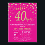 Hot Pink and Gold Surprise 40th Birthday Diamond Invitation<br><div class="desc">Surprise 40th Birthday Invitation with Hot Pink and Gold Glitter Diamond Background. Gold Confetti. Adult Birthday. Male Men or Women Birthday. For further customisation,  please click the "Customise it" button and use our design tool to modify this template.</div>