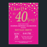 Hot Pink and Gold Surprise 40th Birthday Diamond Invitation<br><div class="desc">Surprise 40th Birthday Invitation with Hot Pink and Gold Glitter Diamond Background. Gold Confetti. Adult Birthday. Male Men or Women Birthday. For further customisation,  please click the "Customise it" button and use our design tool to modify this template.</div>