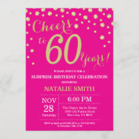 Hot Pink and Gold Surprise 60th Birthday Diamond