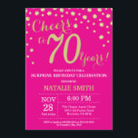 Hot Pink and Gold Surprise 70th Birthday Diamond Invitation<br><div class="desc">Surprise 70th Birthday Invitation with Hot Pink and Gold Glitter Diamond Background. Gold Confetti. Adult Birthday. Male Men or Women Birthday. For further customisation,  please click the "Customise it" button and use our design tool to modify this template.</div>