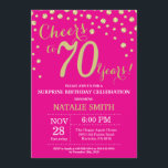 Hot Pink and Gold Surprise 70th Birthday Diamond Invitation<br><div class="desc">Surprise 70th Birthday Invitation with Hot Pink and Gold Glitter Diamond Background. Gold Confetti. Adult Birthday. Male Men or Women Birthday. For further customisation,  please click the "Customise it" button and use our design tool to modify this template.</div>