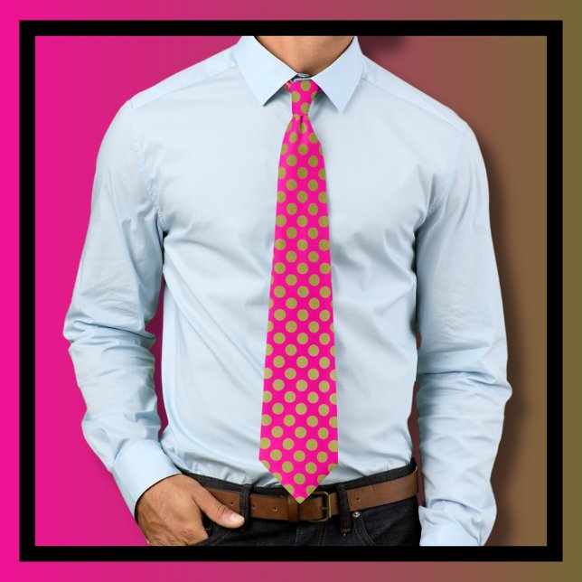 Hot Pink and Gold Triangles Pattern Tie (Creator Uploaded)