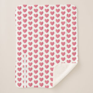 Hot Pink and Golden effect Elegant Heart  Sherpa Blanket