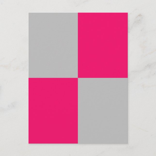 Hot Pink and Gray Color Blocks  Postcard (Front)